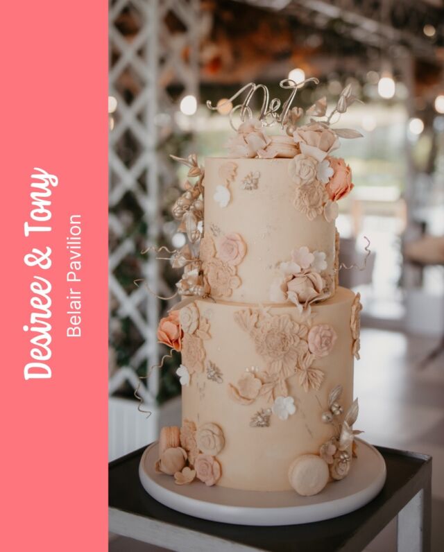DESIREE & TONY...Desiree & Tony got married on a beautiful winters day in June at @belair_pavilion ...The couple opted for our Kate design in a beautiful palette of nudes, sands and gold. The cake was decorated with beautiful handmade sugar vines, leaves and petals, macarons and a personalized topper from @loveandsparklesgiftingThank you @blankcanvaseventdesign for entrusting me with this incredible design, and to @dearbeb_media for capturing this so beautifully 🫶...#weddingcake #weddingcakes #crumbcakes #crumb #cake #weddings #capetownweddings#weddinginspo #weddinginspiration #cake #cakes #
