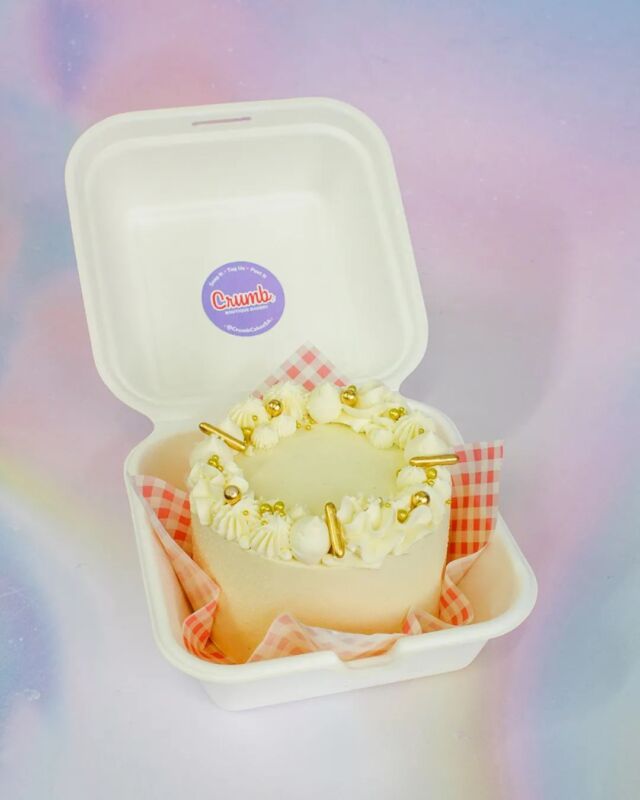 MINI MANIA!...You guys are loving our mini cakes - thank you! They have travelled up the ranks and have become one of the top sellers on our online store over the past few weeks!...This one is called our fancy mini cake - piped with a pretty  border of different piping tips and lots of golden sprinkles. Perfect for all sorts of occasions!...#minicake #bentocake #minicakes #crumb #crumbcakes #cakeme #crumbcakessa #cake #cakes