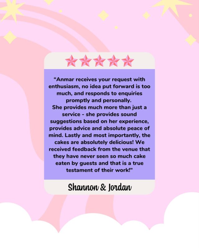When last did you leave a review for your favourite small business? We love receiving your feedback, especially if the feedback is as valuable as this fantastic review left by one of our recent wedding cake clients. We appreciate it so much! #crumb #crumbcakes #crumbcakessa