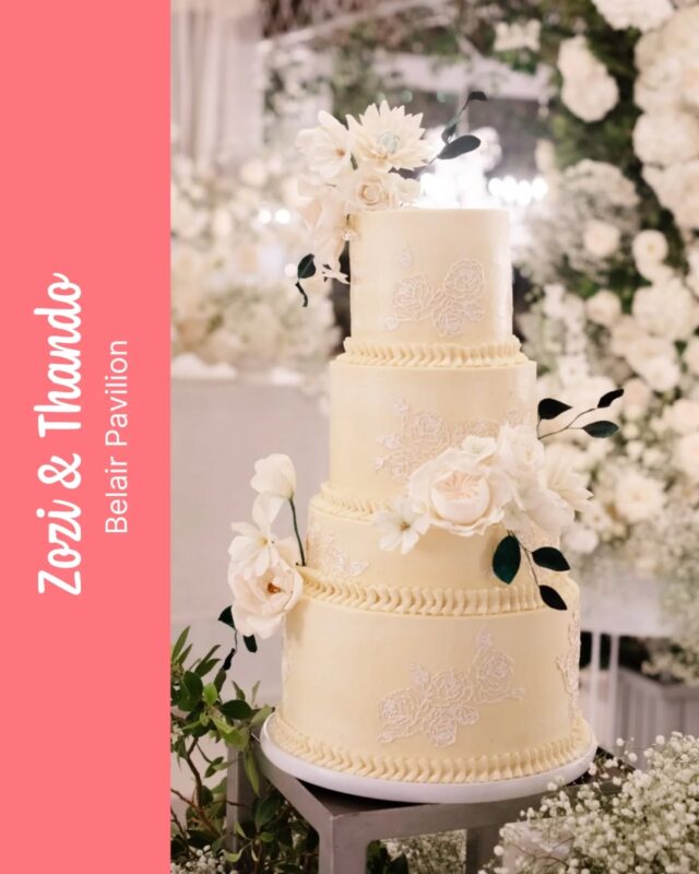 A cake fit for Miss Universe. LITERALLY...An incredible wedding cake - created for a queen 👑 We were so honoured to create this incredible version of our Chrissie cake size for Zozi & Thando's wedding.Blown away by the opportunity - thank you @zozitunzi 🙏 I loved creating this for your big day! ....Photography by @tyme_collective 📸 💖Venue @belair_pavilionSugar flowers by @lynne.glass.cake.artist 🫶💐Coordinated by @zavionkotzeeventscompany Florals by @designwithmabel 🌸