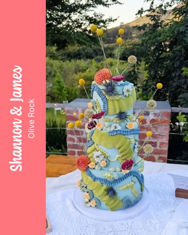 Shannon & James...Every year I say I'm not going to work on my birthday .... Then a request like THIS comes in!!! 😍😍...Shannon and James wanted something bright, bold, and beautiful, and boy oh boy did they come to the right place. This is where we THRIVE!!! I absolutely love creating one off pieces that stand out and demand their place in the spotlight!!...Shannon & James - THANK YOU so much for entrusting me with this incredible order 🫶 I'm so glad so got to make this for your wedding day!!!...Venue @olive_rock_venue#weddingcake #weddingcakes #crumbcakes #crumbcakessa