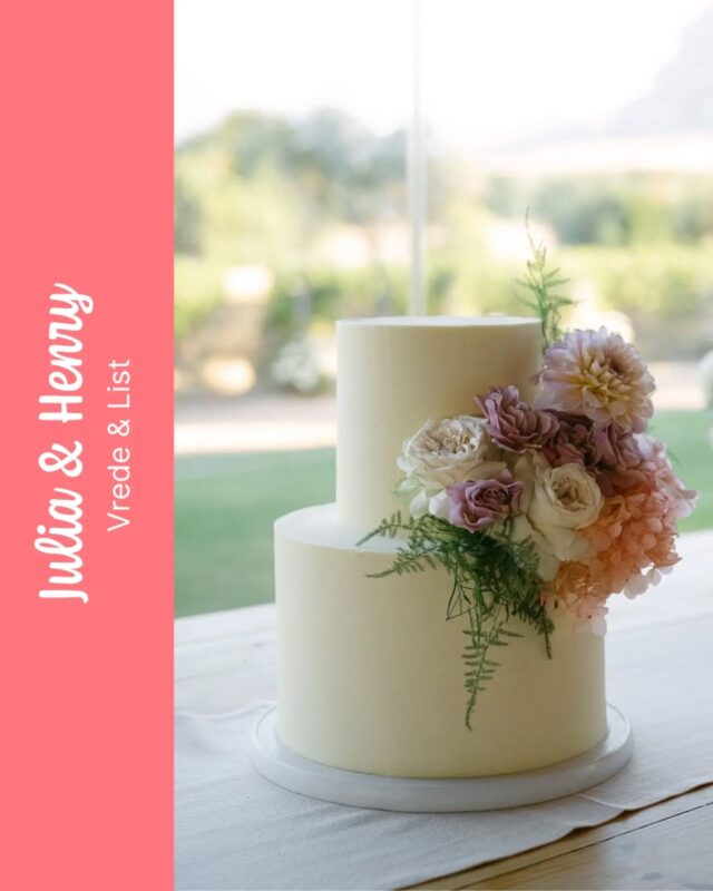 JULIA & HENRY...Another beautiful example of our "it girl" of the season - Cyndi. Simple, elegant & DELICIOUS! This cake has such a beautiful shape. ...Coordinated by @mosaicweddings Photography by @krust_photoFlowers by @botanicaflowers Venue @weddingsatvredeenlust
