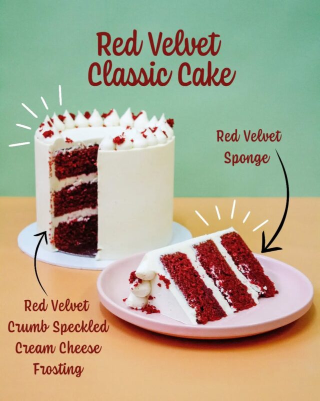 Do You Like Red Velvet???❤️❤️❤️If you do, give this post a 🫶...Based on the amount of red velvet cakes we bake we know that people love hard on red velvet, and it is a super popular flavour choice for both celebration and wedding cakes.Our red velvet is layered with delicious red velvet crumb speckled cream cheese frosting...This cute little cake is our Red Velvet Classic cake - available to order from our online store