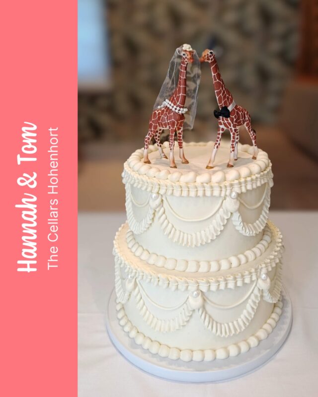 HANNAH & TOM…A fun and simply piped version of our Annie cake size, all in our delicious Lemon & Blueberry flavour. Zesty lemon & blueberry sponge layered with creamy lemon frosting, lemon curd, and fresh blueberries. An absolute winner! …Venue @thecellarshohenort Topper @etsyuk